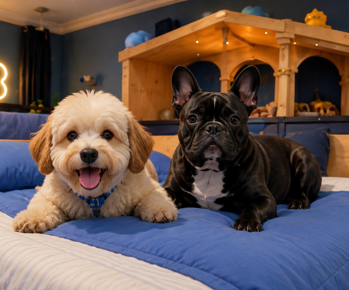 Cães em ambiente de hotel pet